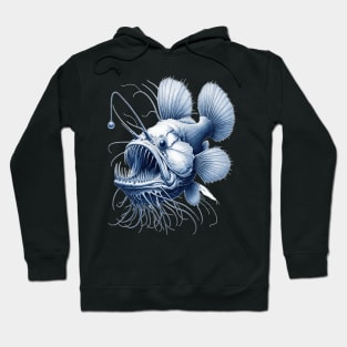 19th-Century Natural History-Inspired Angler Fish Design" Hoodie